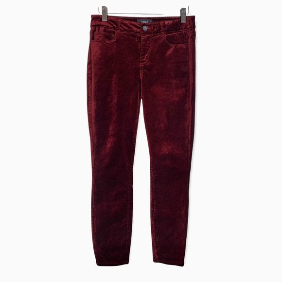 Paige Verdugo Red Ankle Velvet Skinny Pants Size 28 - Picture 1 of 9